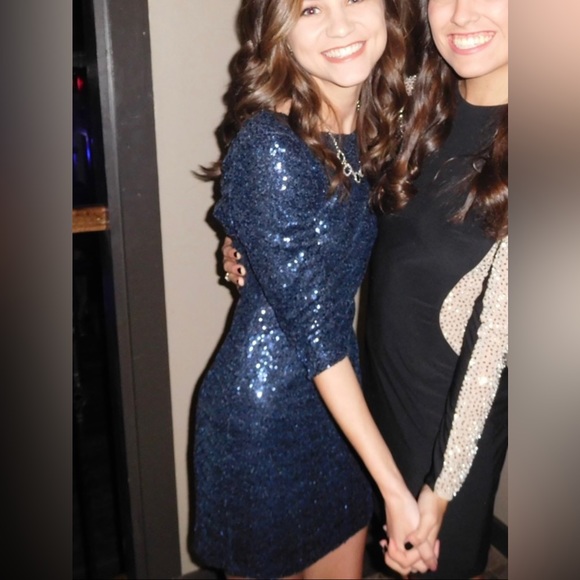 Midnight Doll Navy Sequin Cocktail / Semi-Formal Dress - Picture 2 of 10